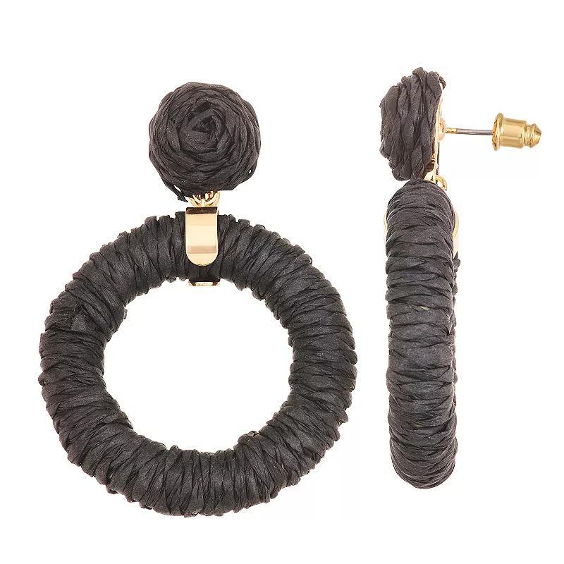 Sonoma Goods For Life Raffia Circle Dangle Earrings, Womens, Black Product Image