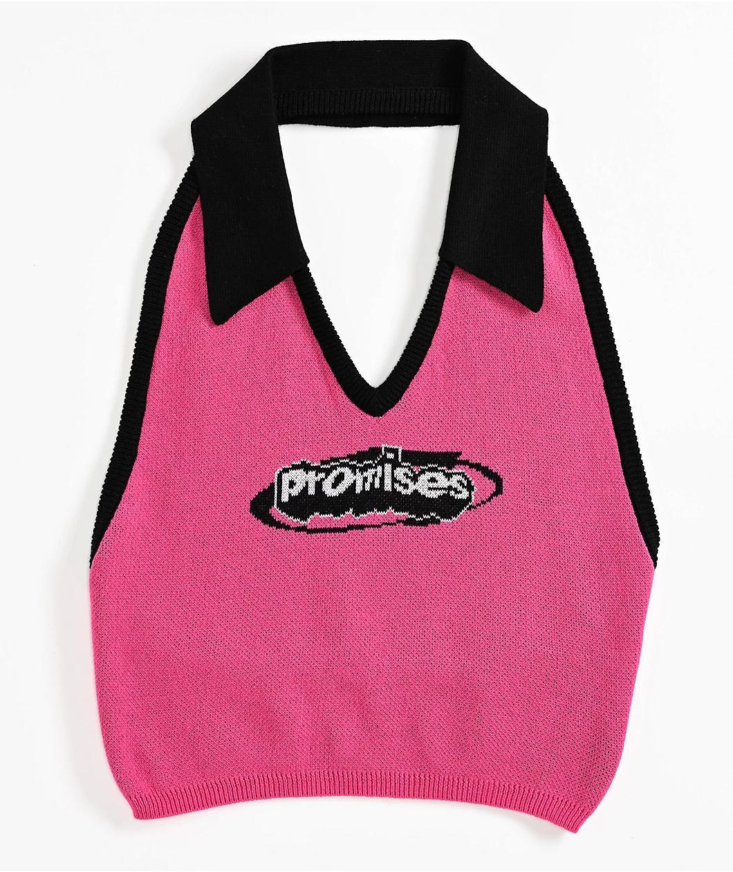 Broken Promises Who Cares Pink Knit Halter Top Product Image