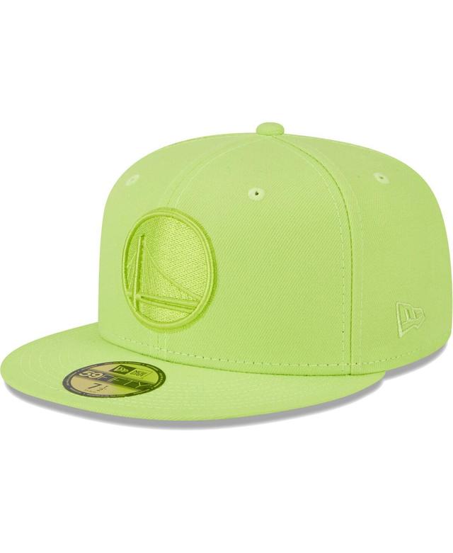 Mens New Era Neon Green Golden State Warriors Spring Color Pack 59FIFTY Fitted Hat Product Image