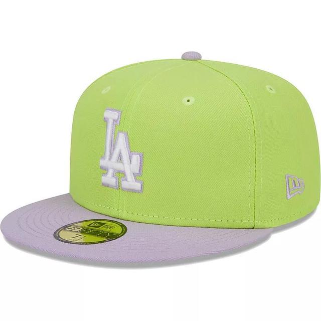 Mens New Era Neon Green/Lavender Los Angeles Dodgers Spring Color Two-Tone 59FIFTY Fitted Hat Product Image