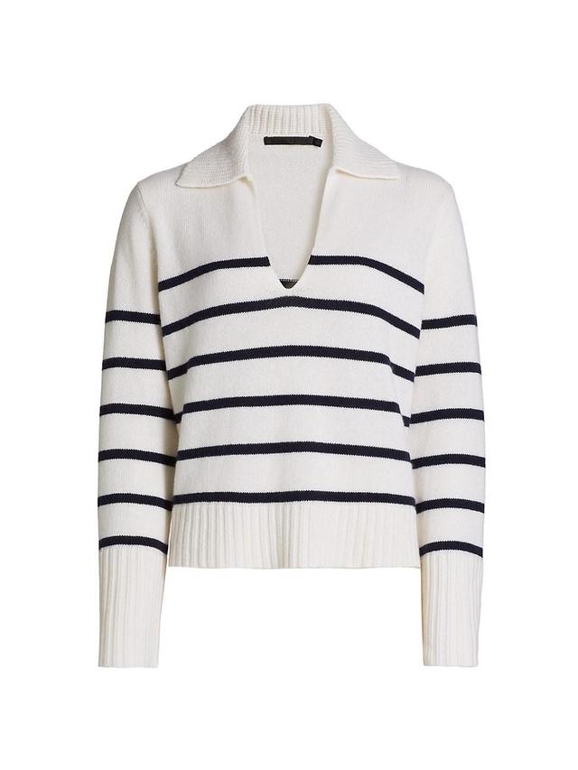 Womens Frances Striped Cashmere Polo Sweater Product Image