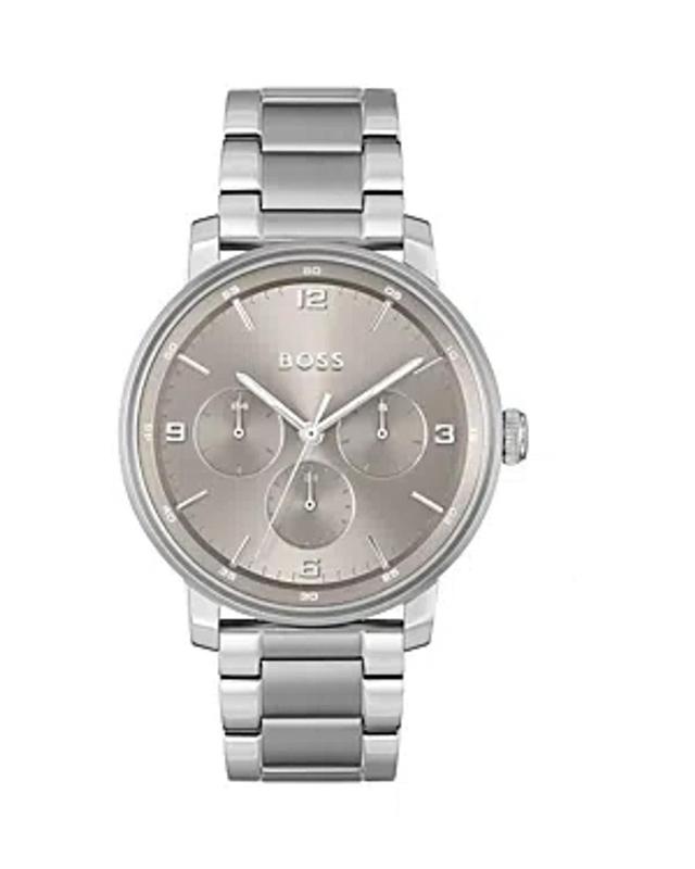 Hugo Boss Mens Contender Quartz Multifunction Silver-Tone Stainless Steel Watch 44mm Product Image