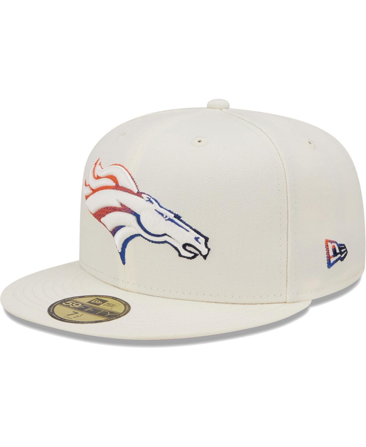 Men's New Era Cream Denver Broncos Chrome Color Dim 59FIFTY Fitted Hat Product Image