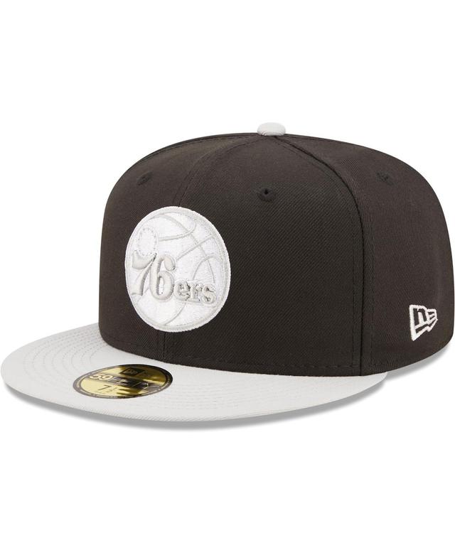 Mens New Era Black/Gray Philadelphia 76ers Two-Tone Color Pack 59FIFTY Fitted Hat Product Image