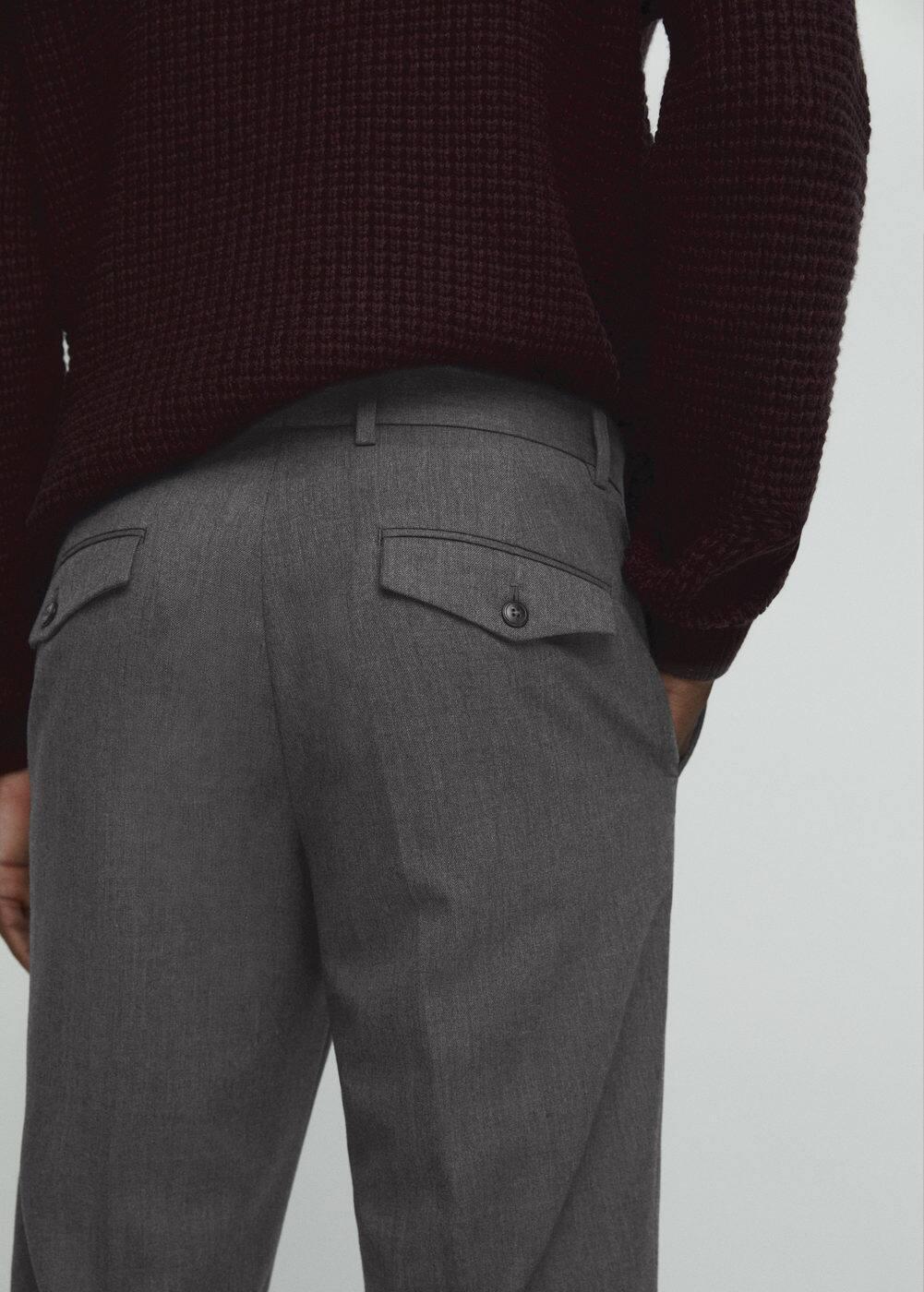 MANGO MAN - Pleat detail wool pants greyMen Product Image