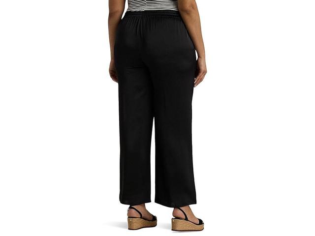 LAUREN Ralph Lauren Plus-Size Satin Charmeuse Wide-Leg Pant Women's Clothing Product Image