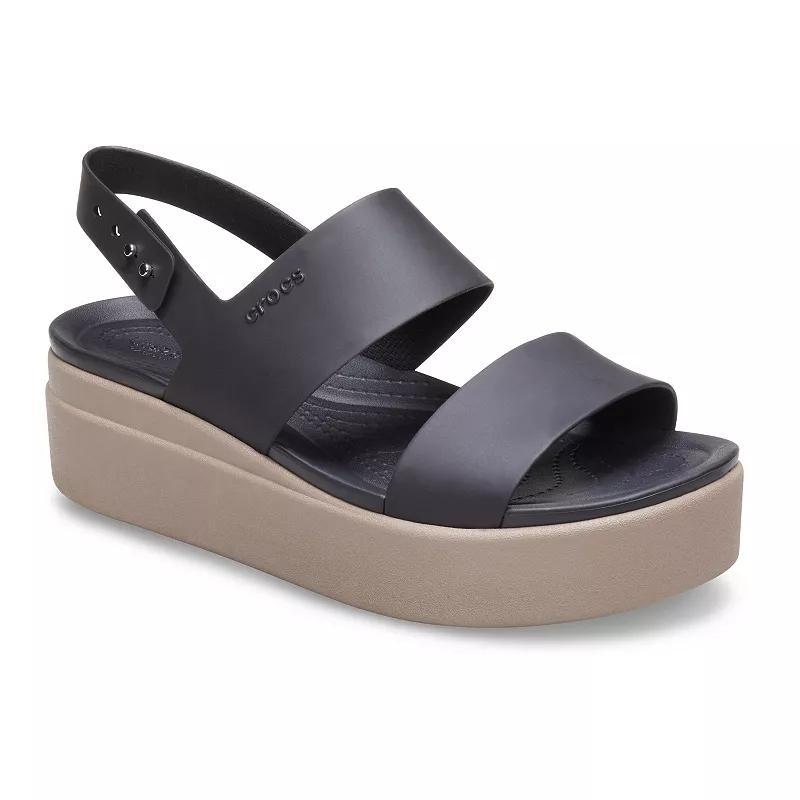 Crocs Brooklyn Womens Wedge Sandals Black Brown Product Image