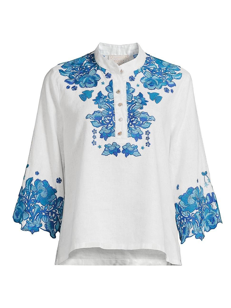 Womens Elly Embroidered Linen Blouse Product Image