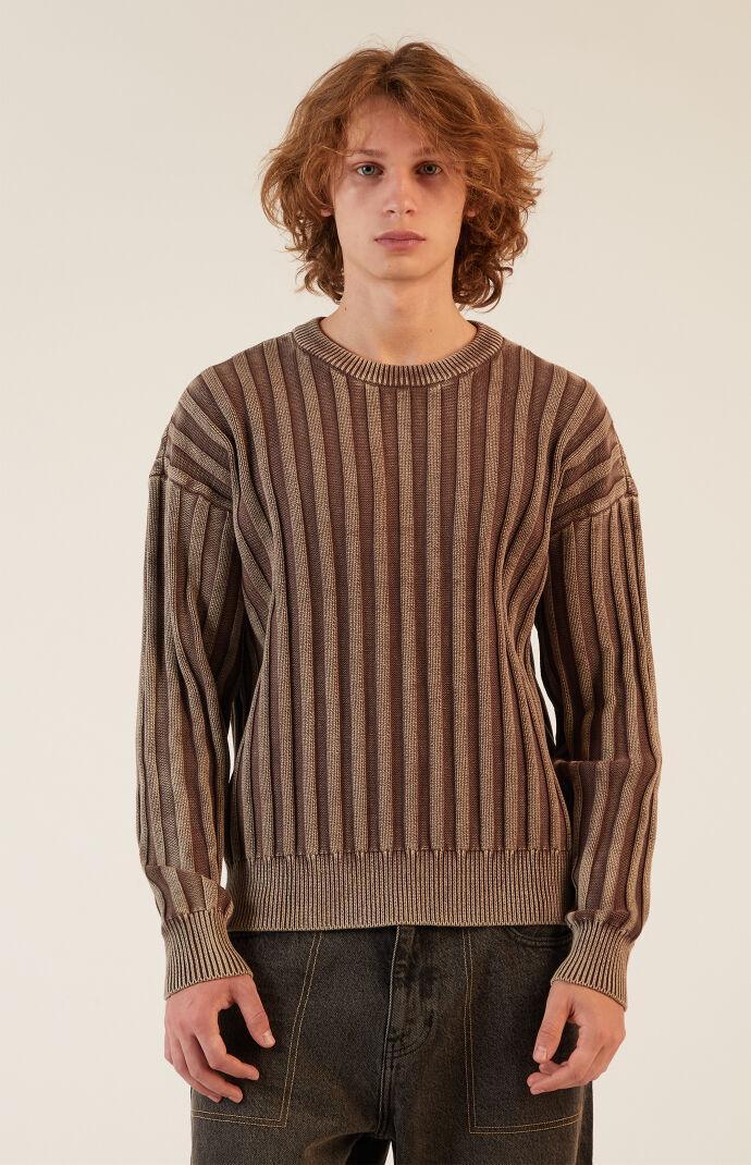 Men's Wide Ribbed Knit Crew Neck Sweater - Product Image