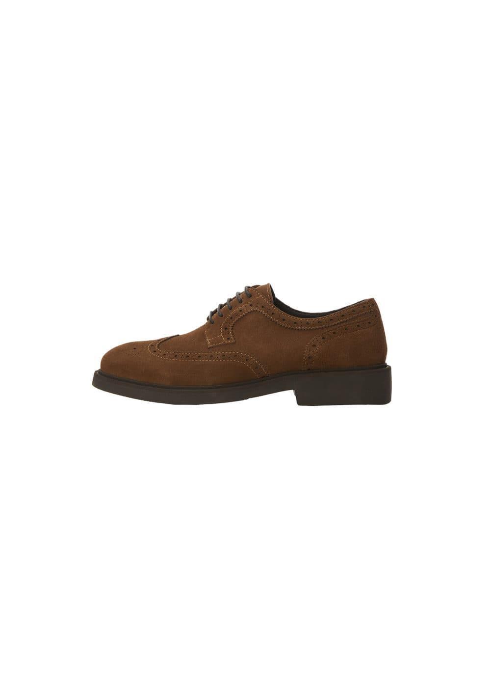 MANGO MAN - Die-cut suede blucher shoes medium brownMen Product Image