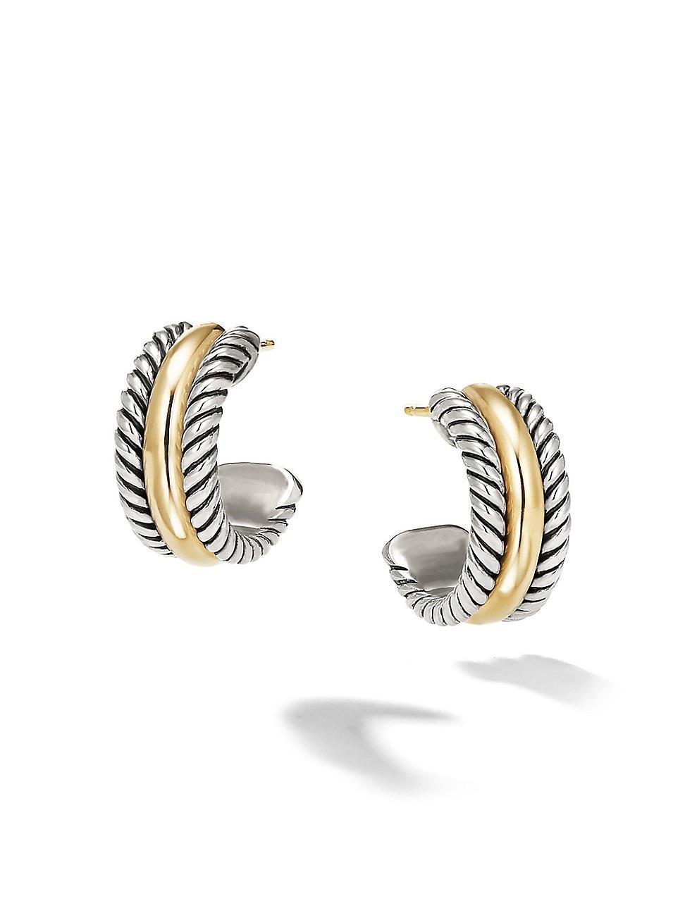 Womens Cable Collectibles Huggie Hoop Earrings in Sterling Silver with 14K Yellow Gold Product Image