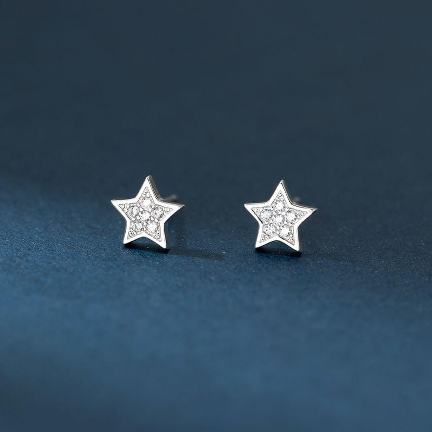 925 Sterling Silver CZ Star Stud Earring Product Image