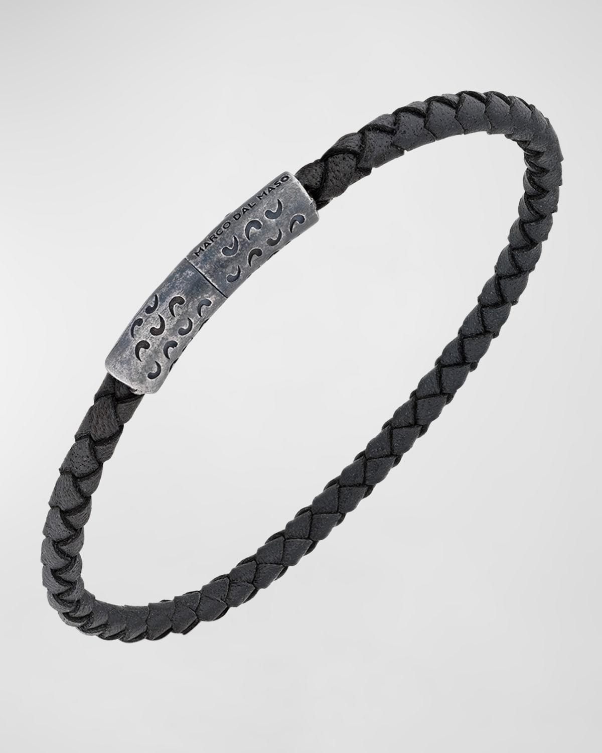 Mens Lash Woven Leather Bracelet with Trigger Clasp Product Image