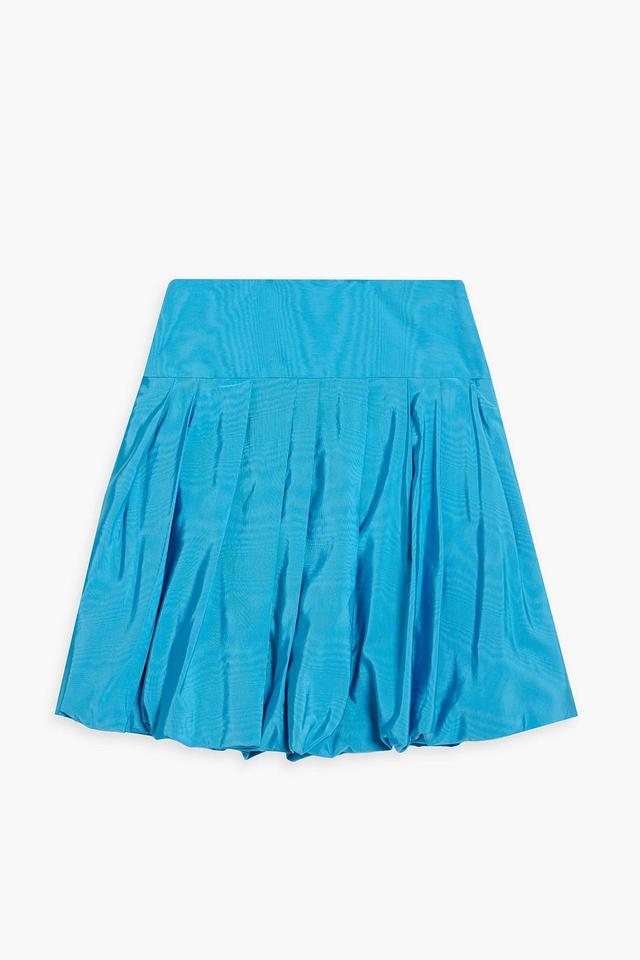 Pleated Cotton-blend Moire Mini Skirt In Turquoise Product Image