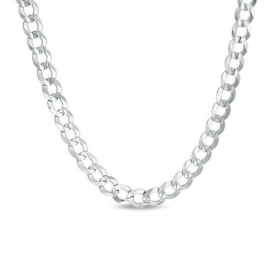 Men's 5.7mm Curb Chain Necklace in Hollow 14K White Gold - 22" Product Image