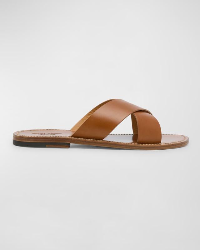 Mens Calf Leather Crisscross Slide Sandals Product Image