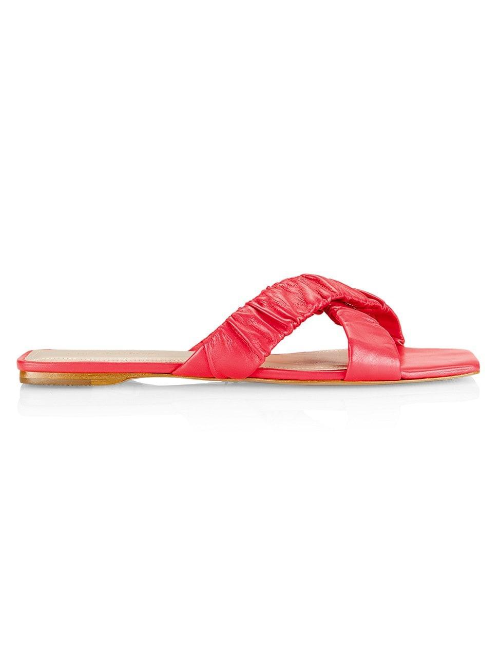 Womens COLLECTION Ruched Leather Crisscross-Cross Sandals Product Image