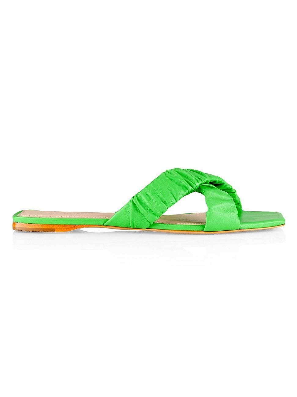 Womens COLLECTION Ruched Leather Crisscross-Cross Sandals Product Image