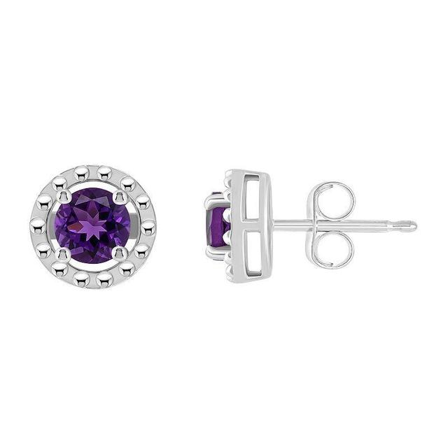 Celebration Gems 10k Gold Round Amethyst Stud Earrings, Womens, 10k White Gold Product Image