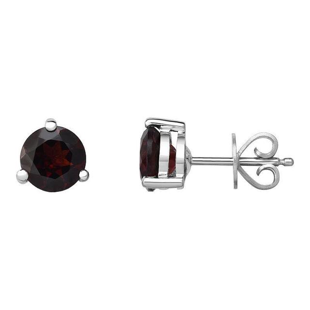 Sterling Silver Garnet Stud Earrings, Womens, Green Product Image