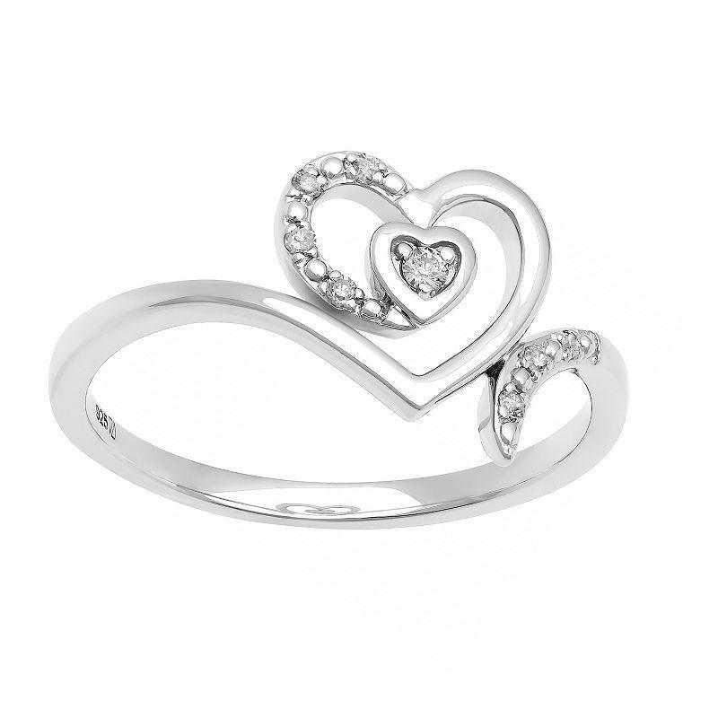 Love Always Sterling Silver 1/10 Carat T.W. Diamond Heart Promise Ring, Womens White Product Image