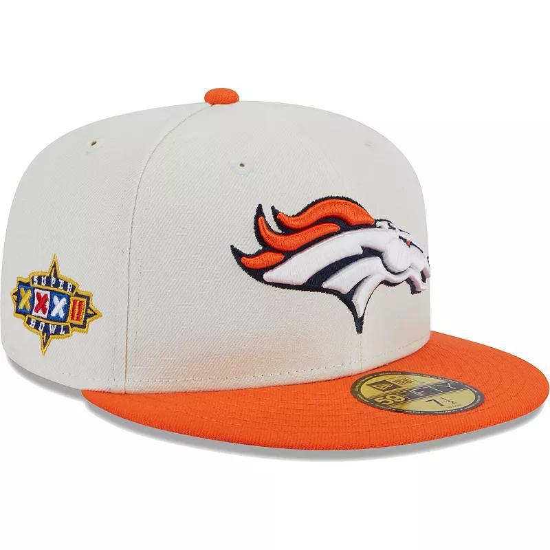 Mens New Era Cream Denver Broncos Retro 59FIFTY Fitted Hat Product Image