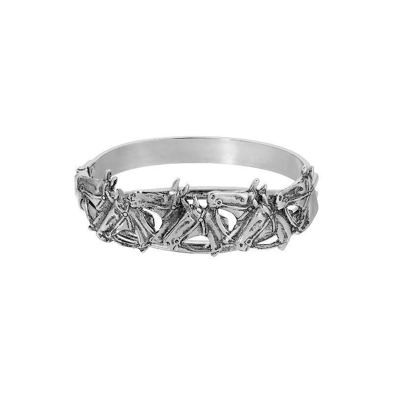 1928 Silver Tone Horse Bracelet, Womens Product Image