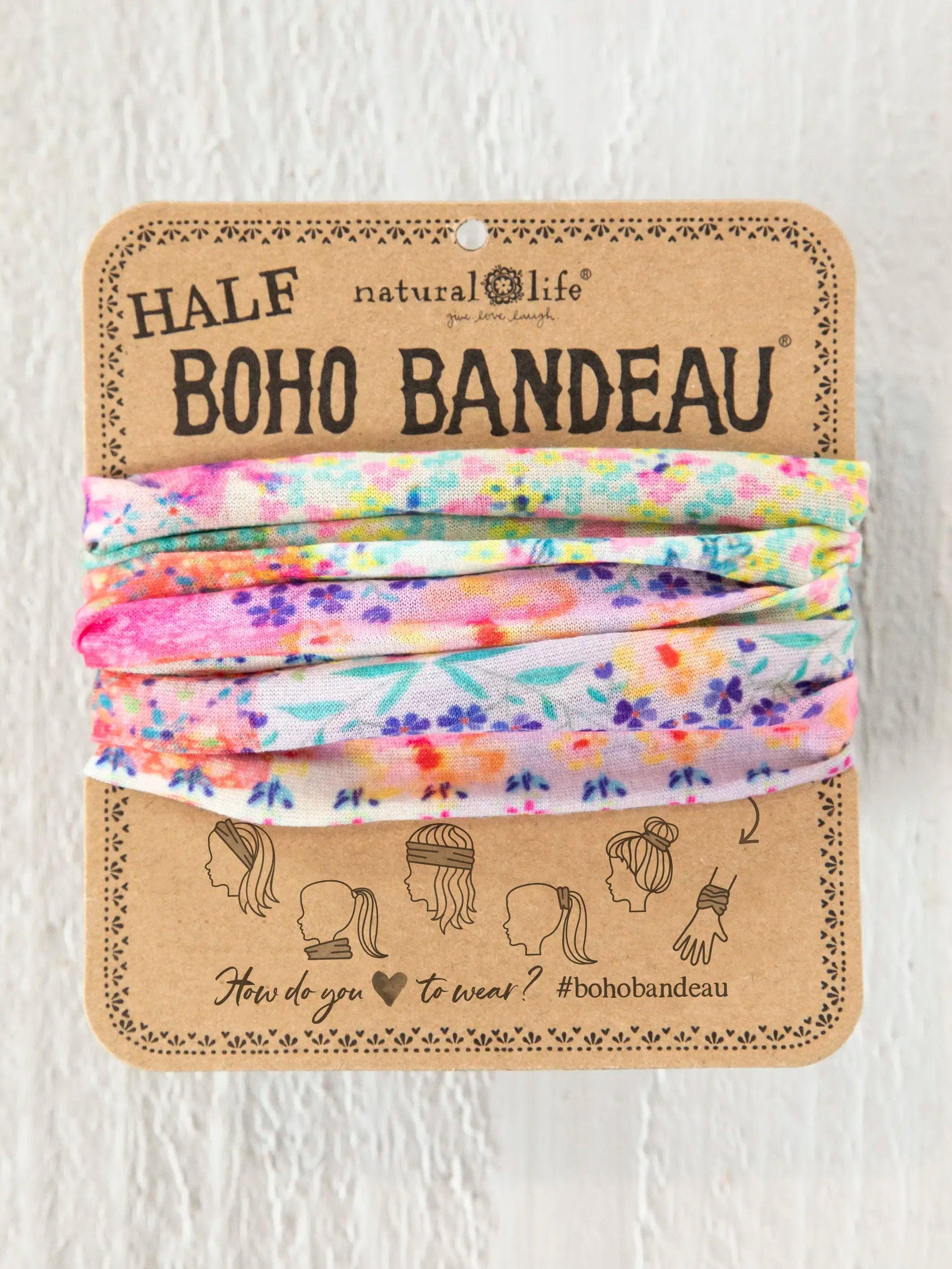 Half Boho Bandeau® Headband - Pink Watercolor Patchwork Product Image