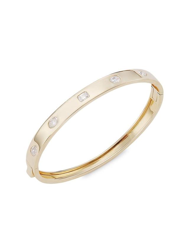 Womens 14K Gold & Multi Shape Diamond Bangle Bracelet Product Image