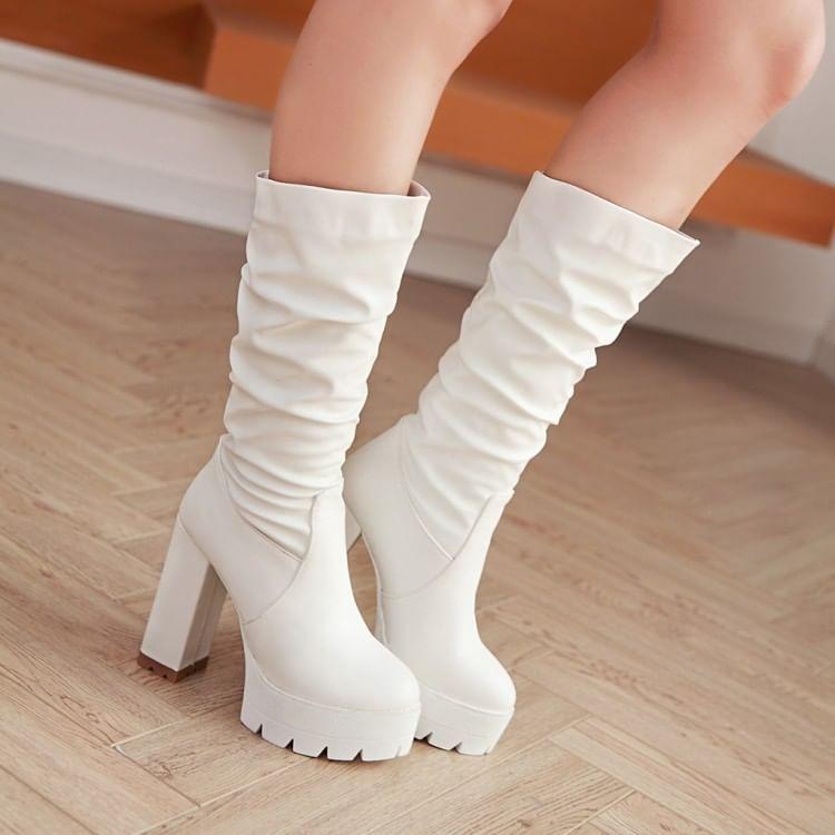 Platform Block Heel Mid Calf Boots product image