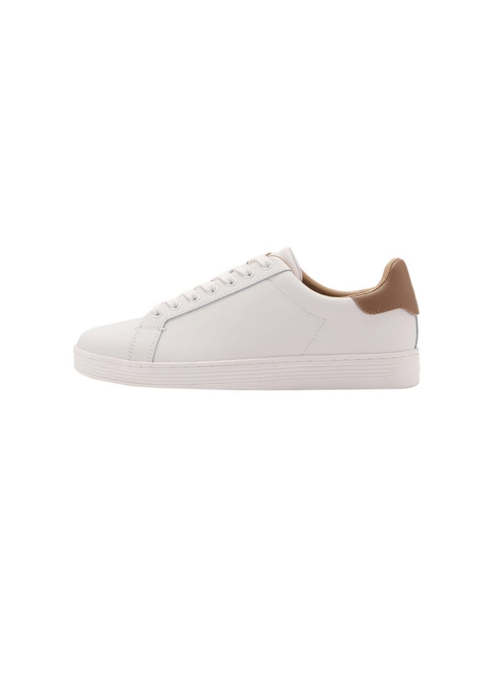 MANGO MAN - Contrasting panel leather sneakers whiteMen Product Image