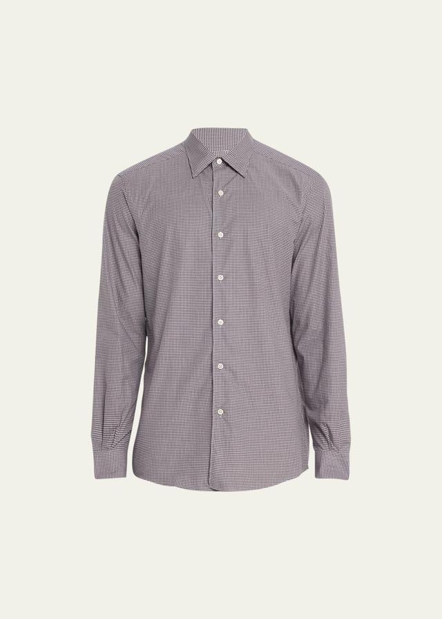 Mens Cotton Micro-Check Sport Shirt Product Image