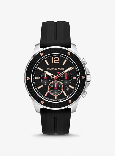 Oversized Nolan Silver-Tone and Silicone Watch Product Image