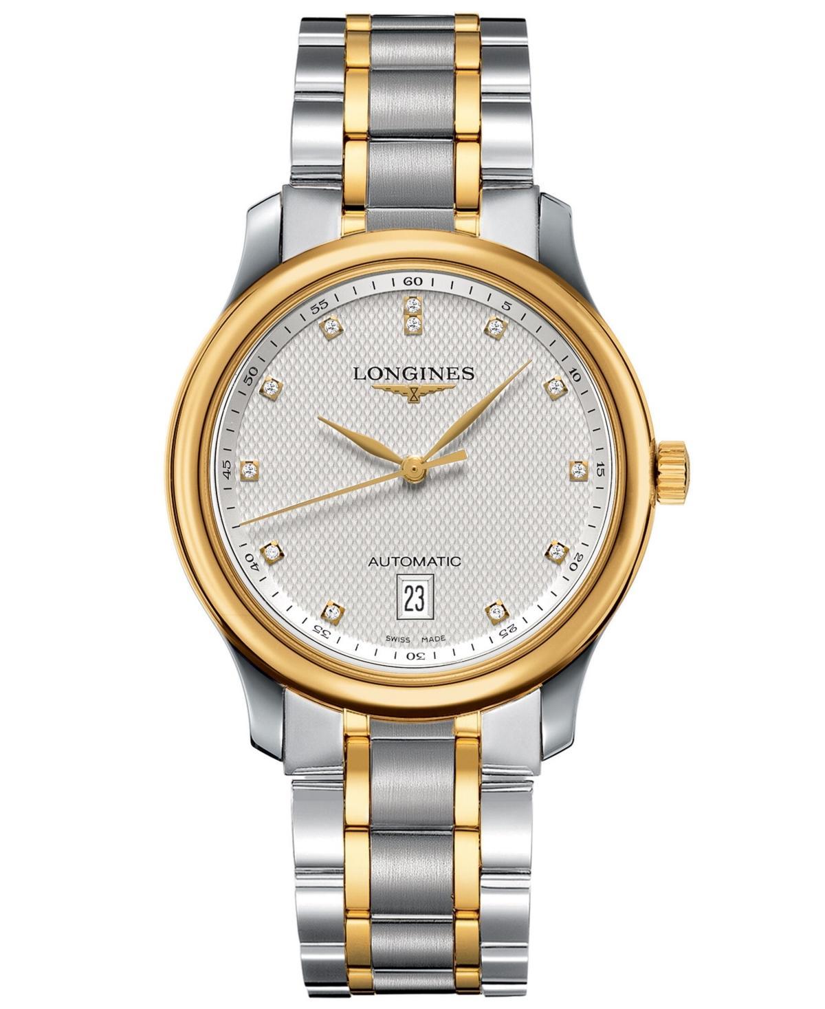 Longines Mens Swiss Automatic Master Diamond Accent 18k Gold and Stainless Steel Bracelet Watch 39mm L26285777 Product Image