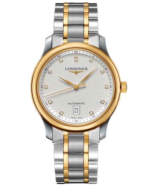 Longines Mens Swiss Automatic Master Diamond Accent 18k Gold and Stainless Steel Bracelet Watch 39mm L26285777 Product Image