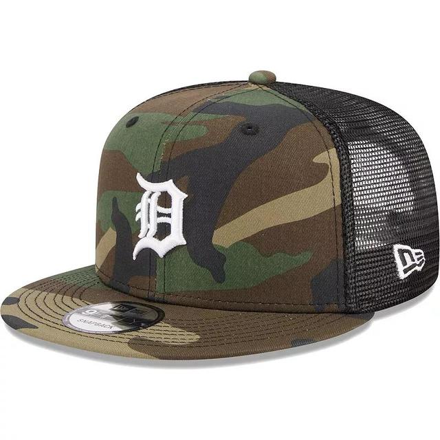 Mens New Era Camo Detroit Tigers Woodland Camo Trucker 9FIFTY Snapback Hat Product Image