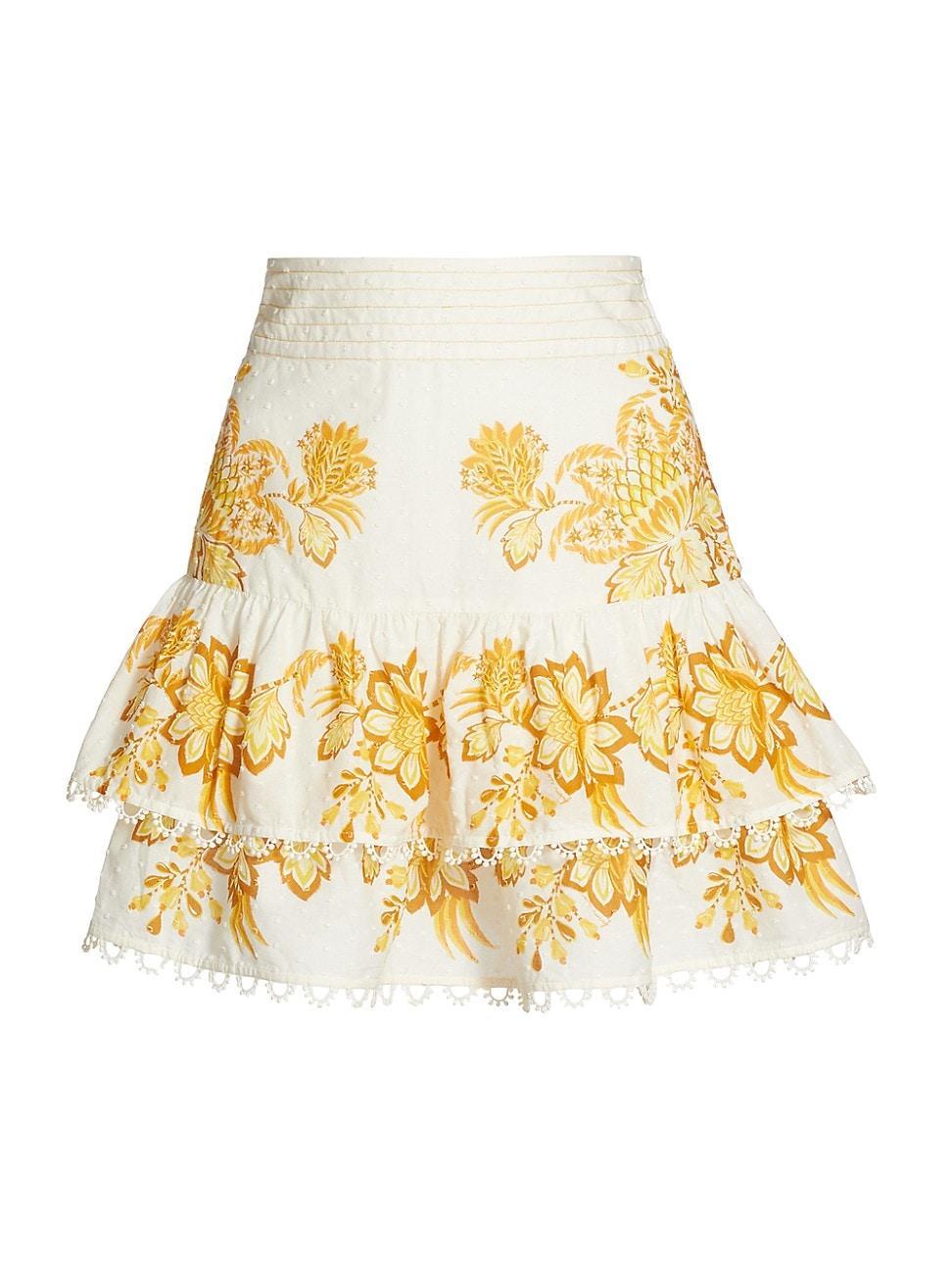 Womens Aura Floral Cotton Ruffled Miniskirt Product Image