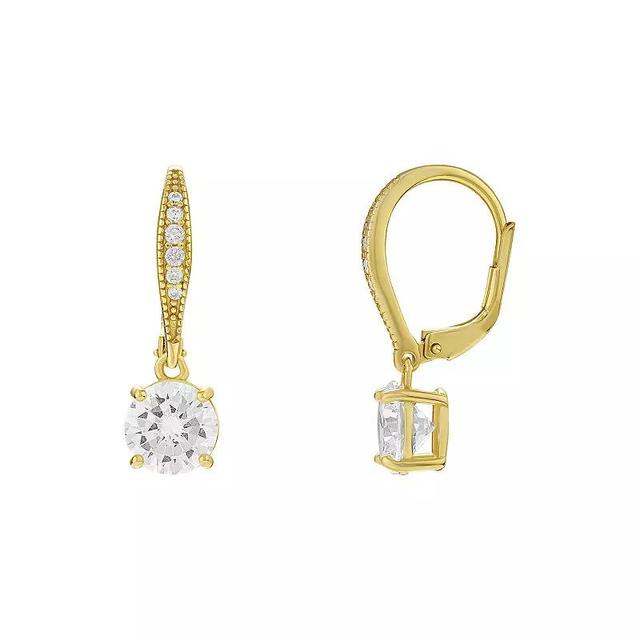 PRIMROSE Cubic Zirconia Leverback Drop Earrings, Womens, Silver Tone Product Image