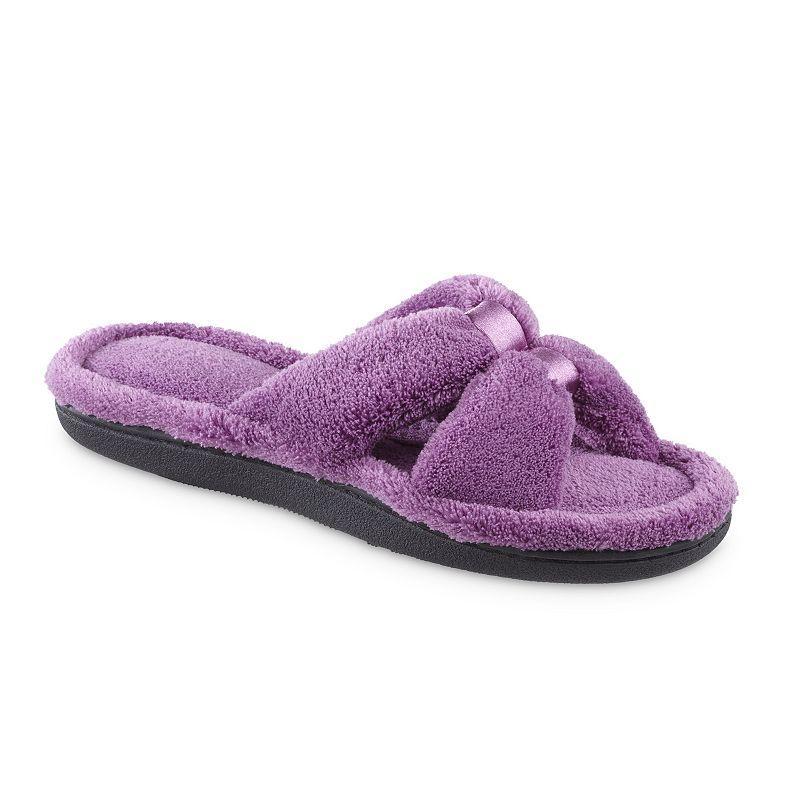 Womens isotoner Memory Foam Microterry X-Slide Slippers with Satin Trim Product Image