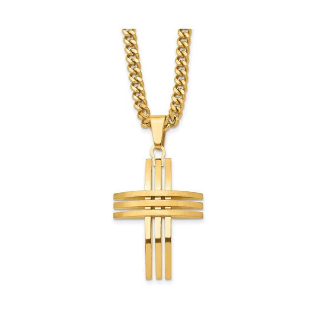 Mens Gold Tone Stainless Steel Cross Pendant Necklace, Multicolor Product Image