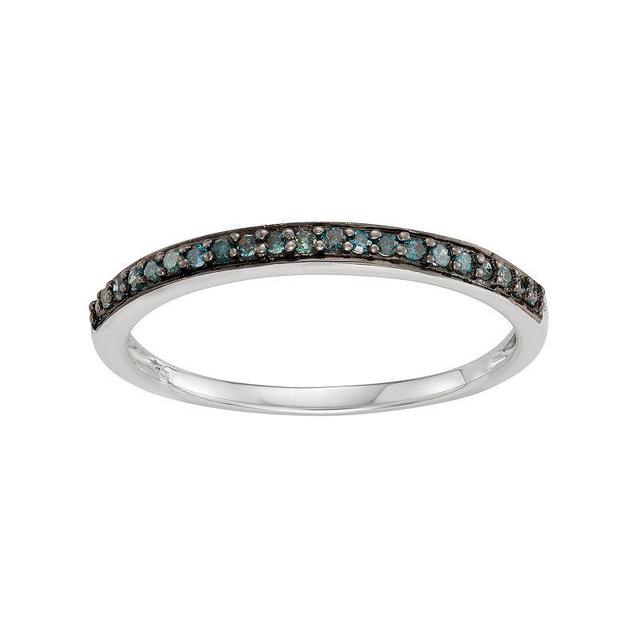 14k White Gold 1/10 Carat T.W. Blue Diamond Stack Ring, Womens 14k Whgold Product Image