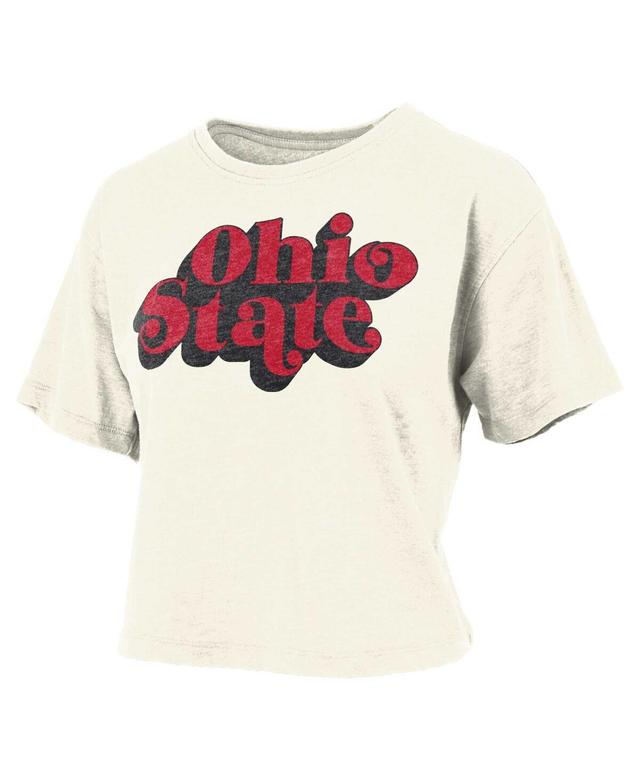 Womens Pressbox White Distressed Ohio State Buckeyes Vintage-Like Easy T-shirt Product Image