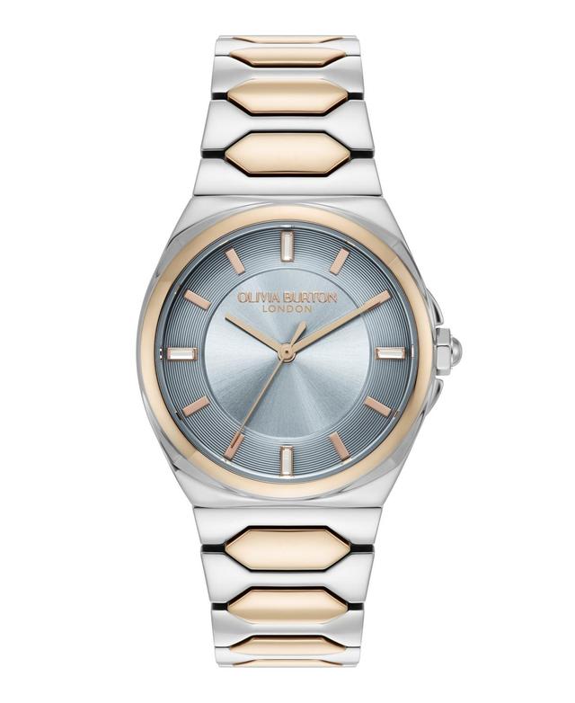 Olivia Burton Womens Lustre Silver and Rose Gold-Tone Stainless Steel Bracelet Watch 34mm - Silver and Rose Gold Product Image