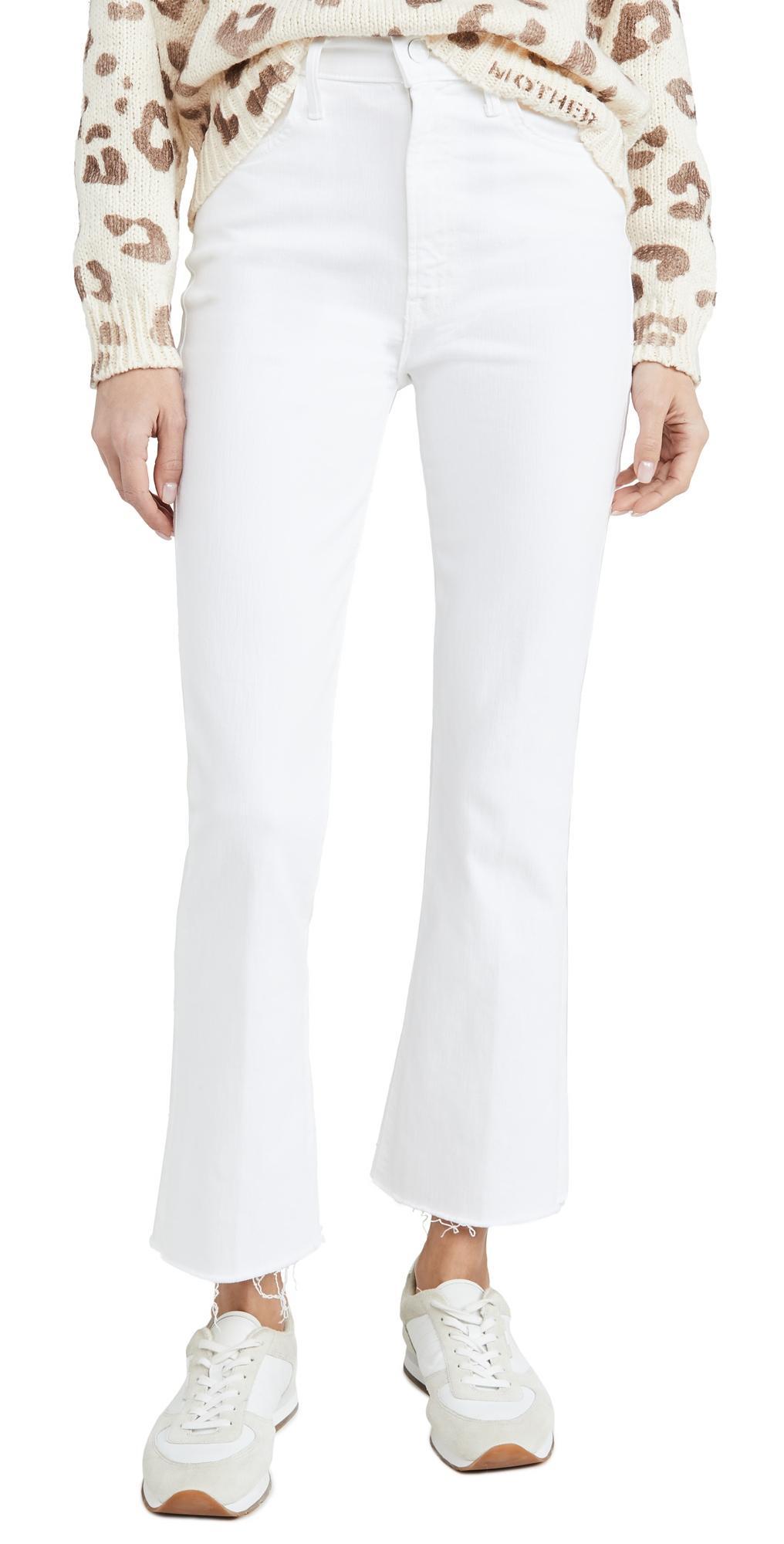 MOTHER The Hustler High-Rise Ankle Fray Jeans By MOTHER in White Size 24 Product Image