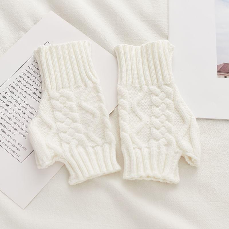 Plain Knit Fingerless Gloves Product Image