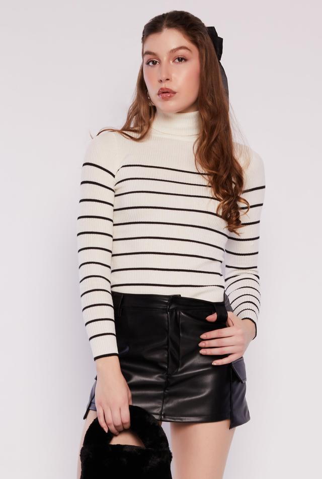 Womens Striped Turtleneck Sweater Product Image