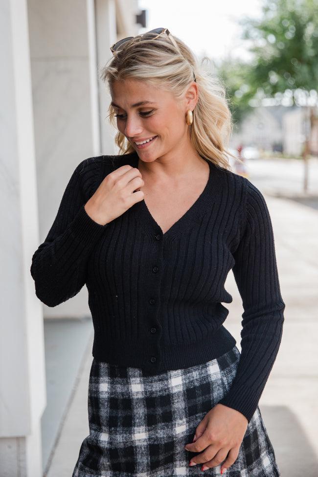 What You Needed Black Ribbed Cardigan Product Image