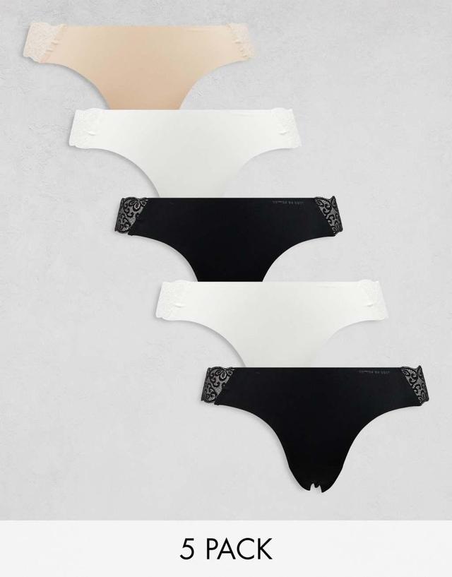 Cotton On 5-pack seamless thongs with lace panel  Product Image