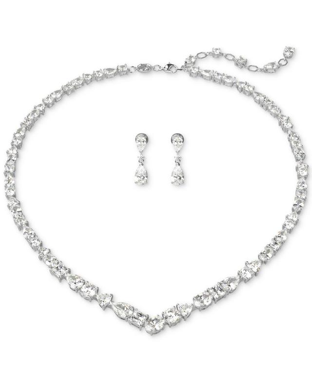 Swarovski Silver-Tone 2-Pc. Set Mesmera Crystal Drop Earrings & Necklace, 15 + 2 extender Product Image