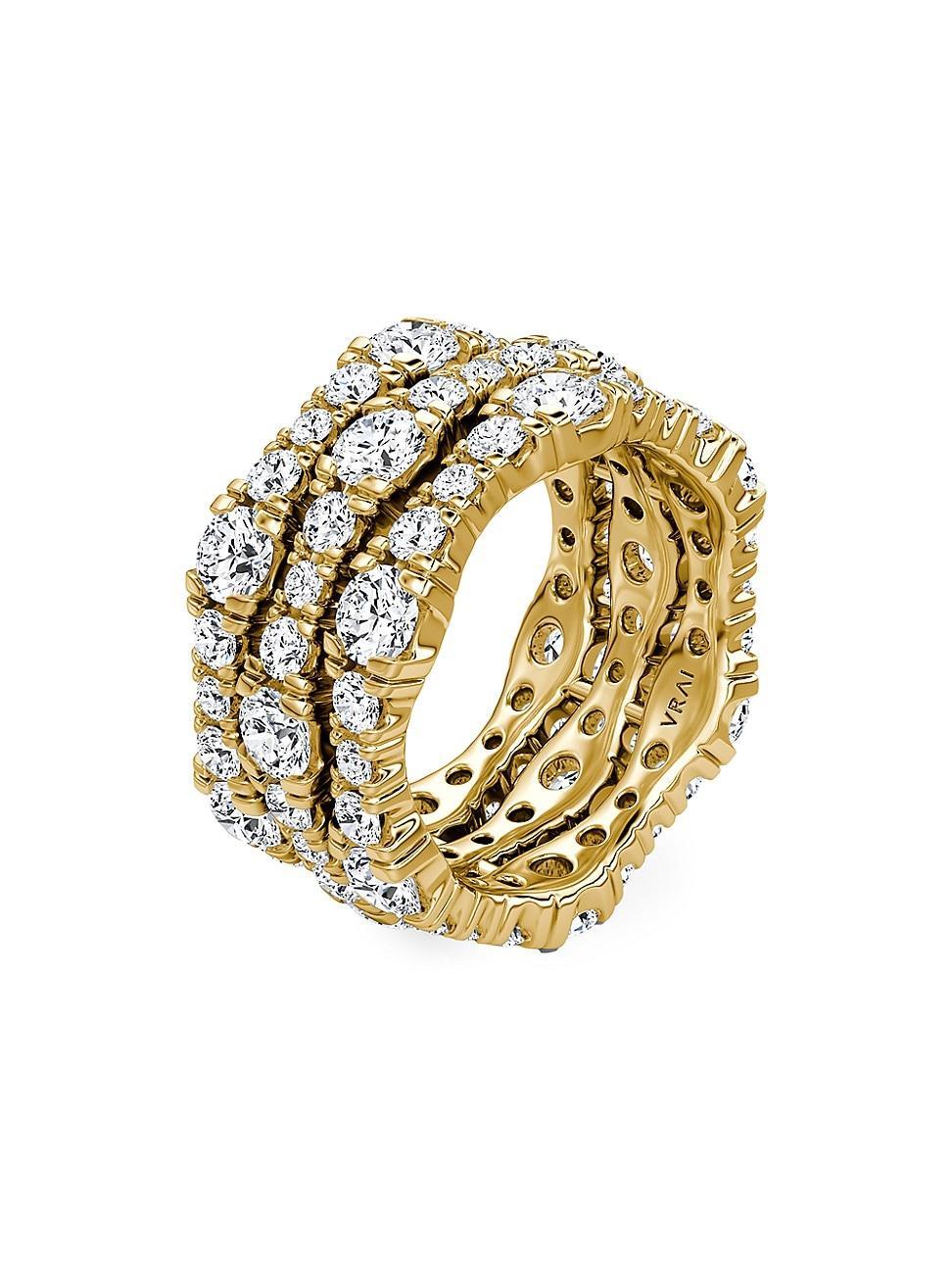 Womens 14K Yellow Gold & 4.65 TCW Lab-Grown Diamond Triple-Band Ring Product Image